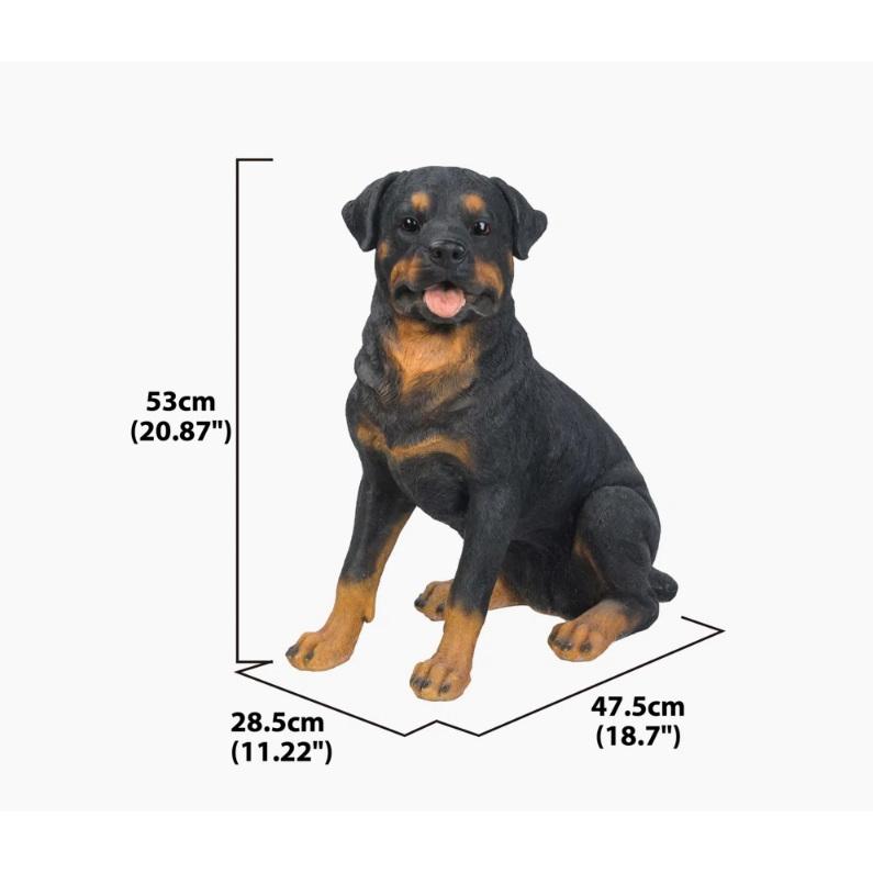 置物 彫像 座っているロットワイラー成犬の像 ガーデニング 庭