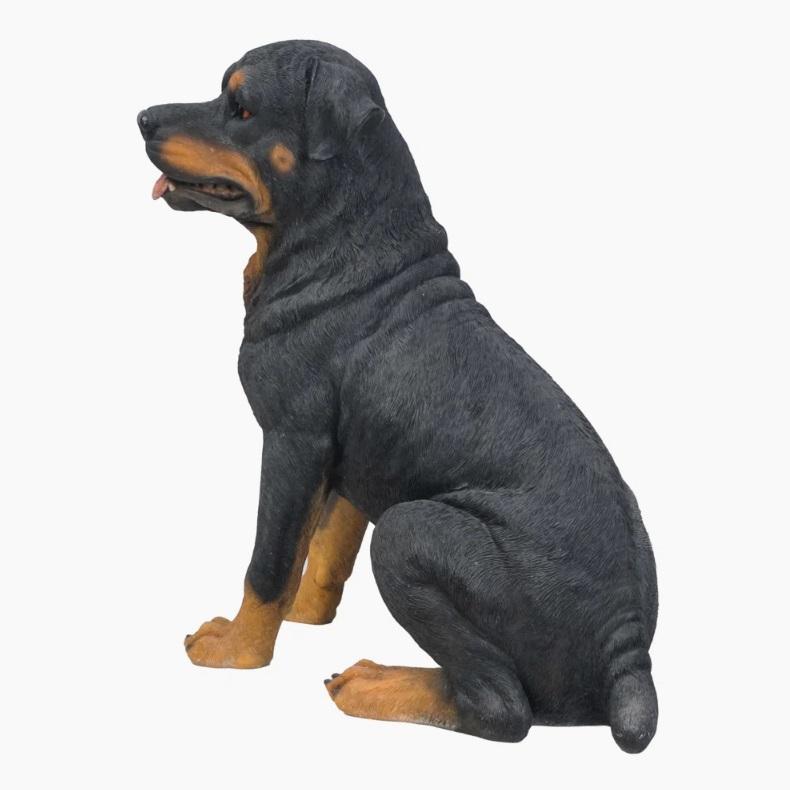 置物 彫像 座っているロットワイラー成犬の像 ガーデニング 庭