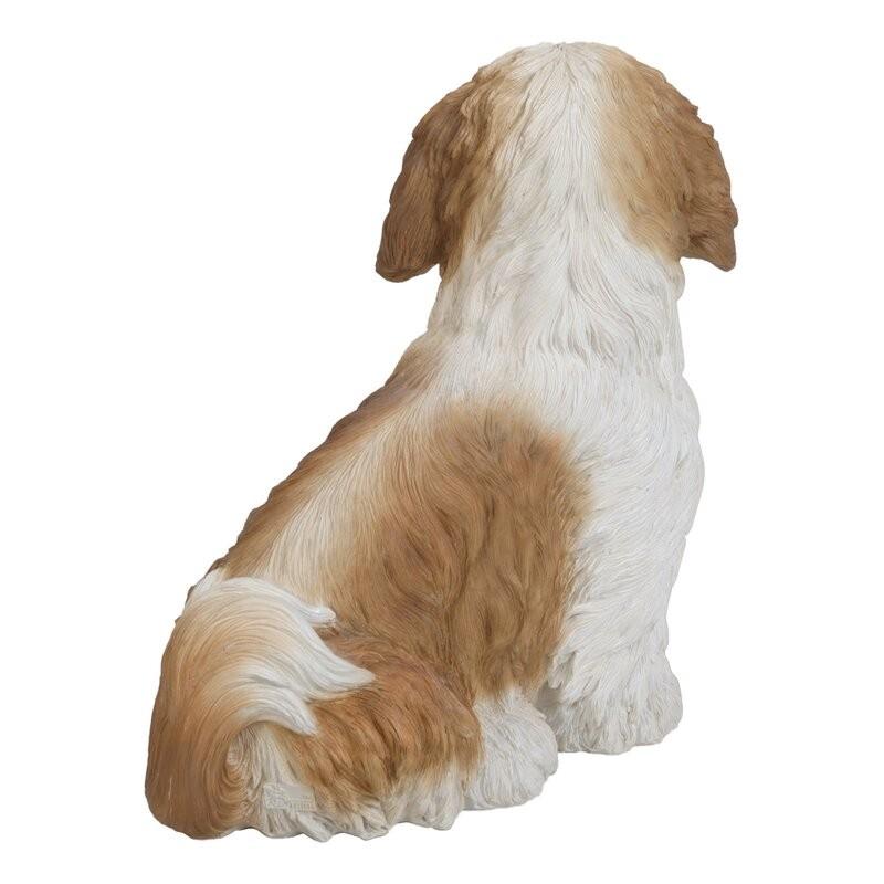 置物 彫像 座っているシーズー犬の像 ガーデニング 庭 Dog Shih Tzu