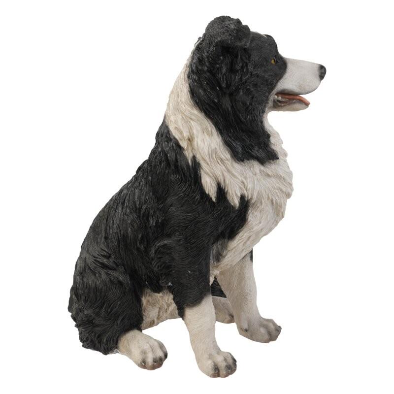 置物 彫像 座っているボーダーコリー ガーデニング 庭 Dog Border collie ornament statue_3