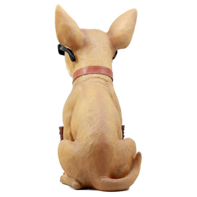 ポリレジン製 ガーデン彫像 動物 犬 チワワ サングラスをかけて首から