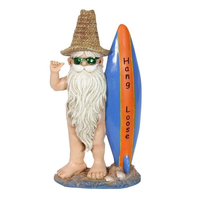 彫像 裸でサーフィンを楽しんでいる ノーム 像 置物 インテリア