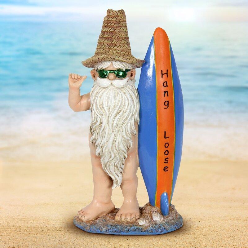 彫像 裸でサーフィンを楽しんでいる ノーム 像 置物 インテリア