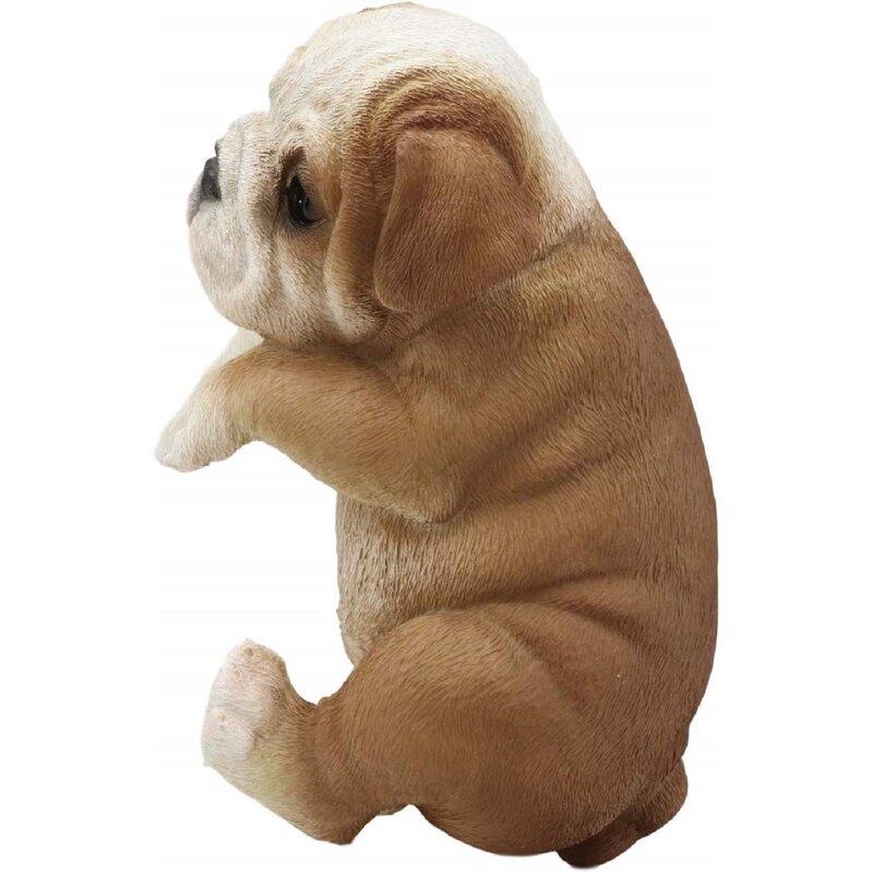 フレンチブルドッグの子犬の置物 ポリレジン製 高さ17cm リアル ガーデニング ポリレジン製 ガーデン彫像 動物 犬 ブルドッグ 端にぶら下がっている