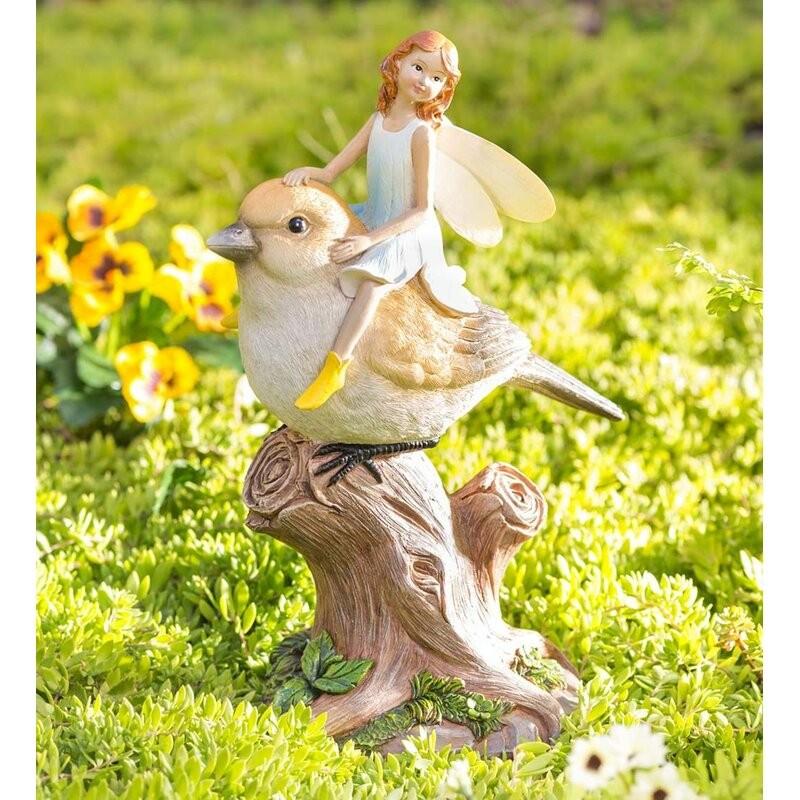 ポリレジン製 ガーデン彫像 フェアリー 妖精 鳥に乗っているいる妖精の像 置物 ガーデニング 庭 小人 :wf-XBVN1669:BE ZIPANG  - 通販 - Yahoo!ショッピング