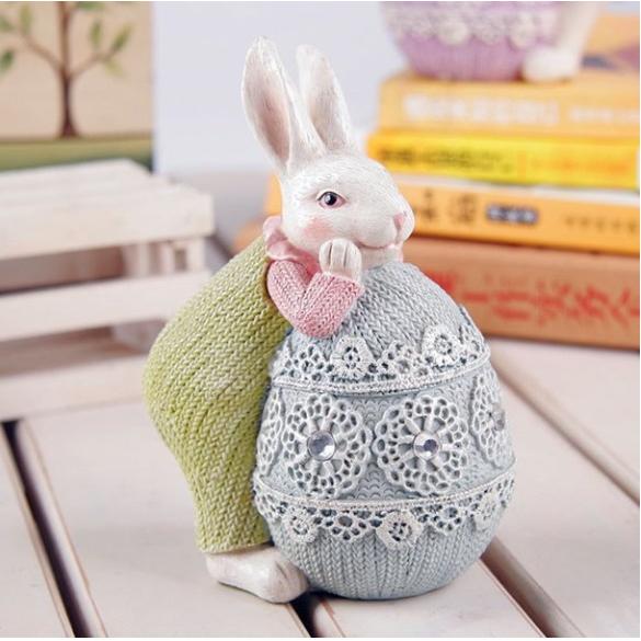 ポリレジン製 イースターバニーの像 置物 インテリア 装飾 オブジェ