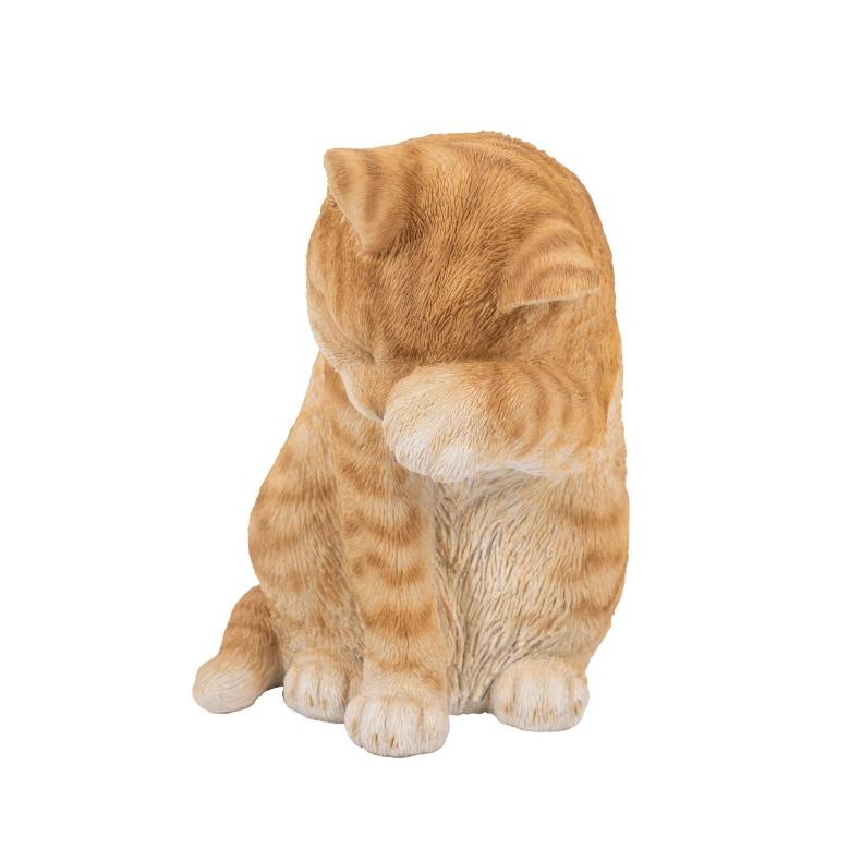 顔を洗っている 猫 の像 アメリカンショートヘア 置物 ガーデニング 庭