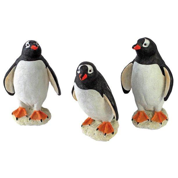 ペンギン置物3体セット ベイビー ペンギン トリオ 3体セット 像 置物 ガーデニング 庭 : B&E