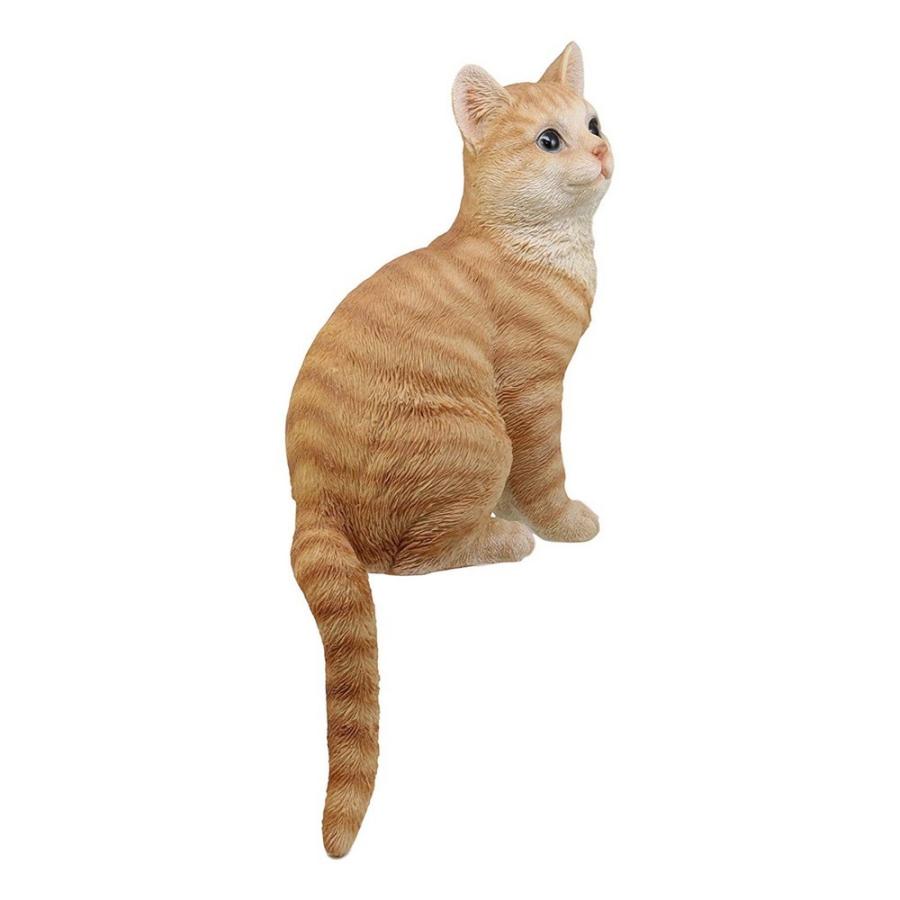 ポリレジン製 ガーデン彫像 動物 ネコ 座っているトラ猫の像 置物