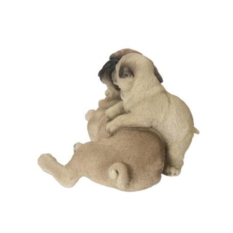 置物 彫像 親子で寄り添っている パグ の像 ガーデン 庭 Dog Pugs