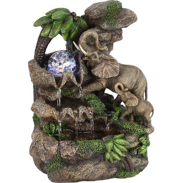エレファント ゾウ 象 卓上噴水 コンパクト ファウンテン 置物