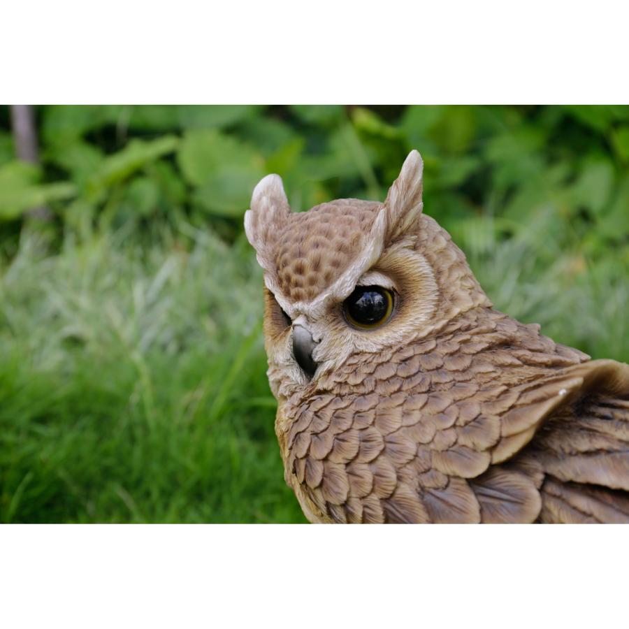 切り株に乗っている フクロウ 像 置物 ガーデニング 庭 Owl : B&E