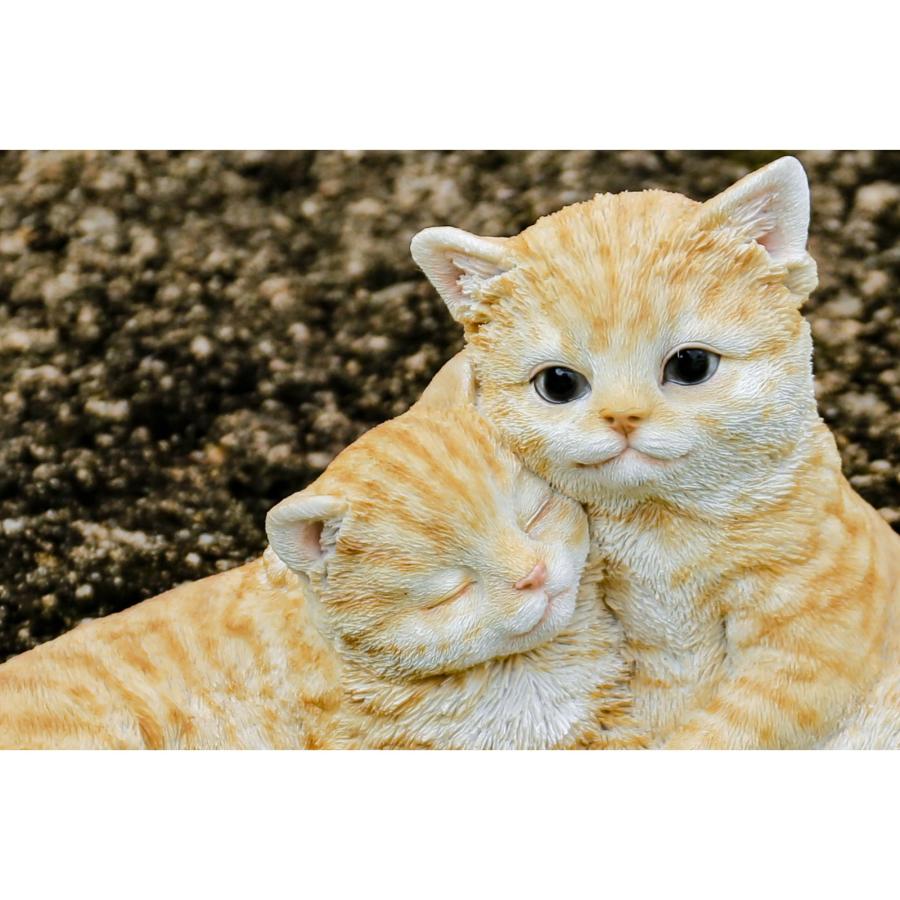 寄り添っている 猫 の像 カップルキャット 置物 ガーデニング 庭
