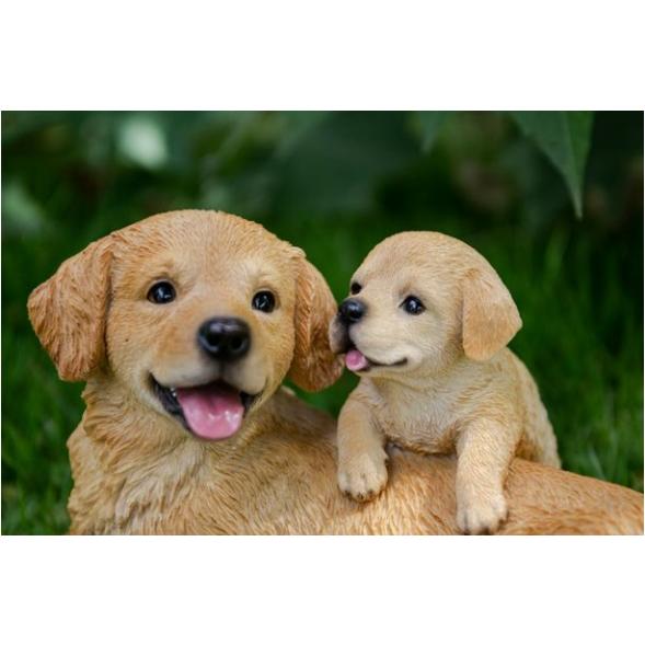 置物 彫像 寄り添うゴールデンレトリバーの親子 犬 子犬 いぬ 置物 彫像 寄り添うゴールデンレトリバーの親子 犬 子犬 いぬ