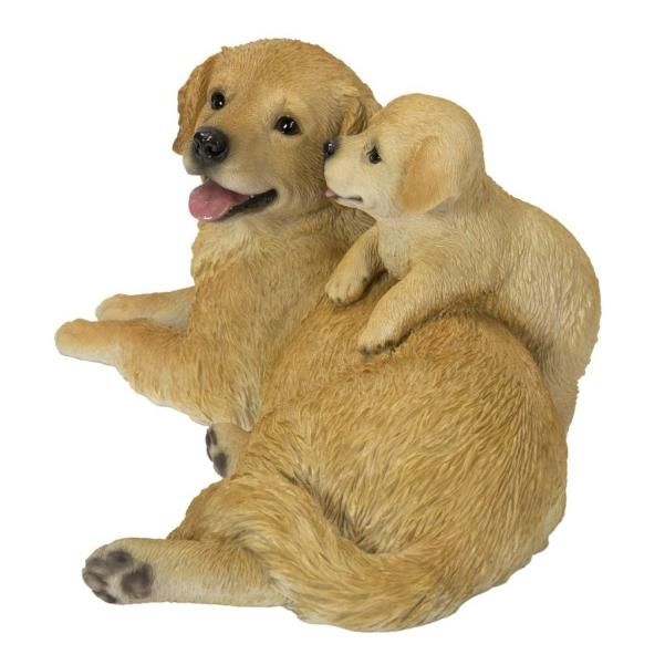 置物 彫像 寄り添うゴールデンレトリバーの親子 犬 子犬 いぬ 置物 彫像 寄り添うゴールデンレトリバーの親子 犬 子犬 いぬ