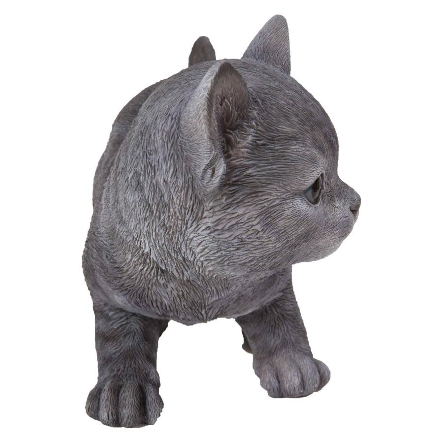 ポリレジン製 ガーデン彫像 動物 ネコ 子猫の像 ロシアンブルー 置物 ガーデニング 庭 猫 GD36_1