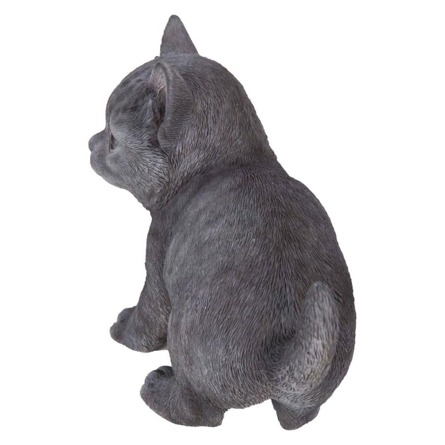 ポリレジン製 ガーデン彫像 動物 ネコ 子猫の像 ロシアンブルー 置物 ガーデニング 庭 猫 GD36_2