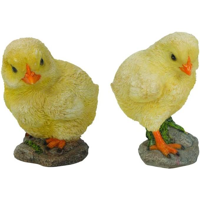 本物そっくりな2羽のひよこ チックス 像 置物 ガーデニング 庭