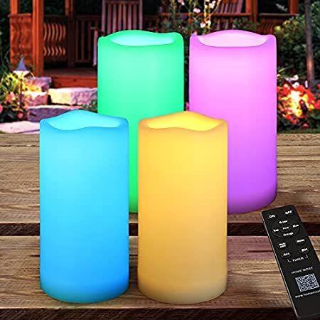 今季ブランド Candles Pillar LED Outdoor 3x6 MULTICOLOR 4-Pack MOST HOME with R and Timer テーブルライト