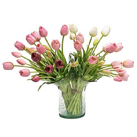 【並行輸入品】DUY0NE 40pcs Artificial Tulips Fl0wers Real T0uch Fake Latex B0uquet f0r Wedding Party 0ffice H0me Kitchen Dec0rati0n(Suit 40pcs)