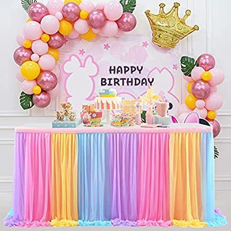 愛用  Skirt Table Tulle Rainbow Tutu S Baby Party Birthday Unicorn for Tablecloth 室内物干し