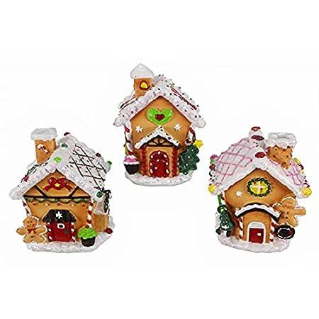 公式の  Christmas Mini 3 of Set House Gingerbread Decoration Tr Décor Table Holiday その他テーブルリネン