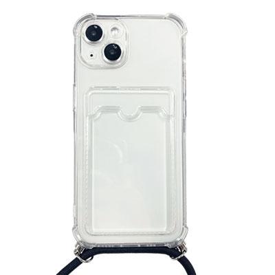 【送料無料】iPhone13 用　首掛けストラップ クリアカラーケース カードケース | iPhone 13 | 01