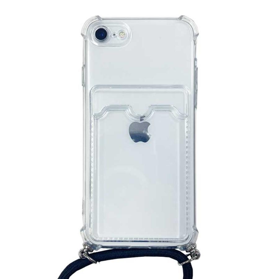【送料無料】iPhoneSE3 iPhoneSE2 iPhone8 iPhone7 iPhone6 用　首掛けストラップ クリアカラーケース カードケース IPH-008CL | iPhone SE（第3世代） | 01