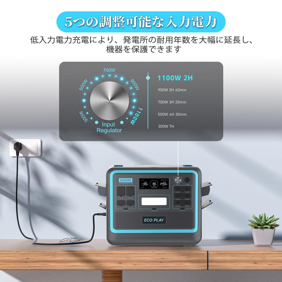 5年保証 ECOPLAY EP2400 ポータブル電源 高出力2400W 大容量2048Wh