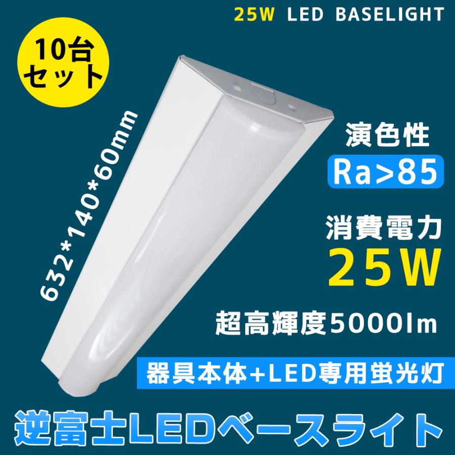 【値下げ】LED照明10個 10台 ledベースライト 20W型 2灯相当 逆富士5000lm LED蛍光灯 器具一