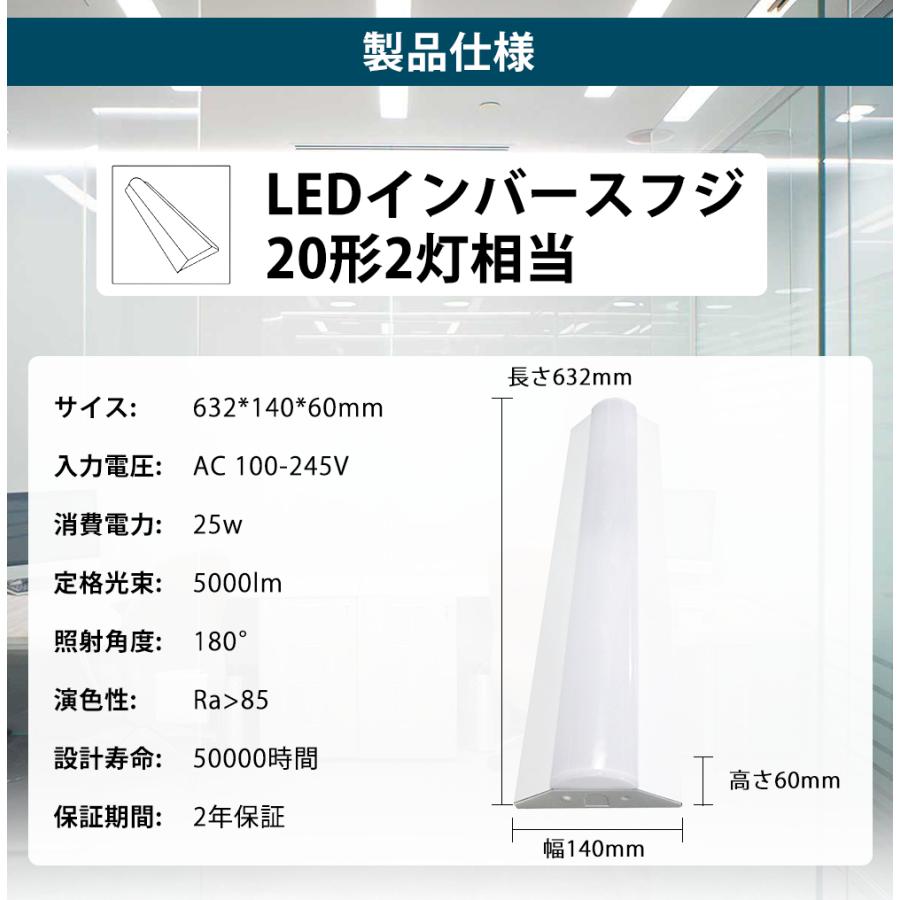 30台セット【PSE認証】LEDベースライト逆富士型 40形蛍光灯×2灯相当 LED蛍光灯2本付 632mm LED 一体形 ベースライト 天井直付型 高輝度4000lm 従来の2本20w形_12