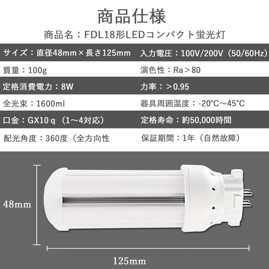 FDL18EX-N 8W 1600lm 昼白色 GX10q FDL形 代替 LED蛍光灯 全方向 FDL18EX-N 8W 1600lm 昼白色 GX10q FDL形 代替 LED蛍光灯 全方向