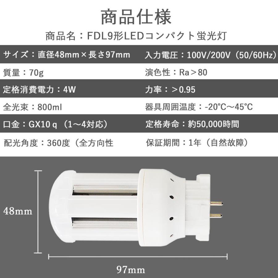 FDL9EX-L 4W 800lm 60W相当 電球色 FDL形 ツイン蛍光灯 ブリッジ LED