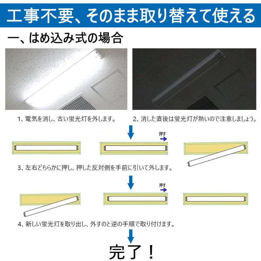 20W形工事不要 10W LED直管蛍光灯 FLグロー式 FLRラビッド式 FHF