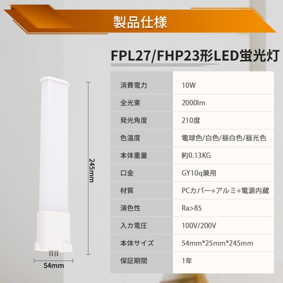 2本セット FPL27形代替用 FPL27W 10W消費電力 2000LM LEDコンパクト