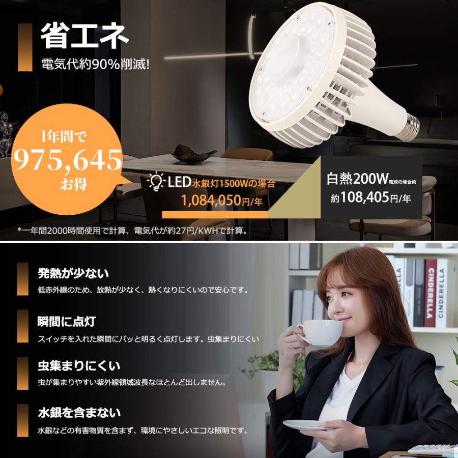 LED水銀灯 2000W相当 E39 200W 水銀灯2000W相当 明るい 全光束40000lm 