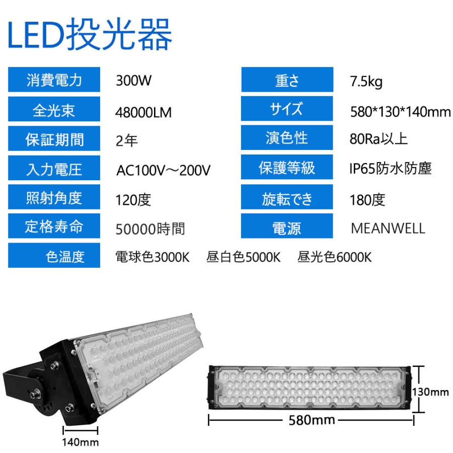 LED投光器 300W 3000W相当 LED高天井用照明器具 超高輝度48000lm