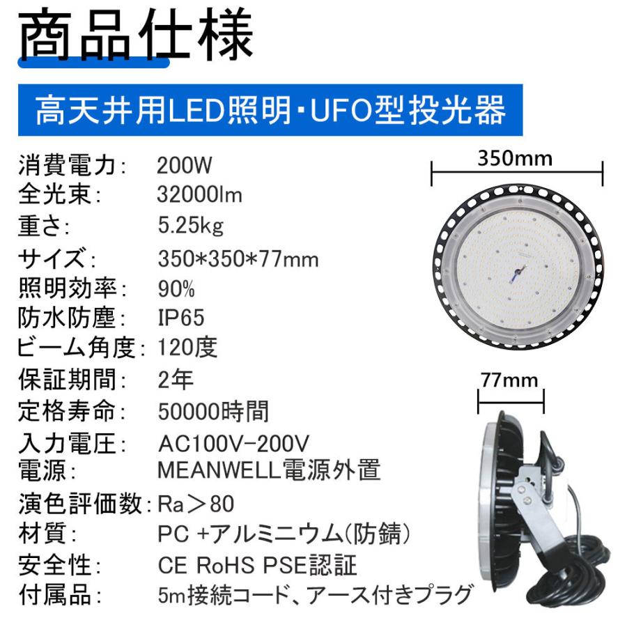 高天井UFO型 led照明器具 防犯灯 消費電力200w 32000lm IP65防水 高天井UFO型 led照明器具 防犯灯 消費電力200w 32000lm IP65防水