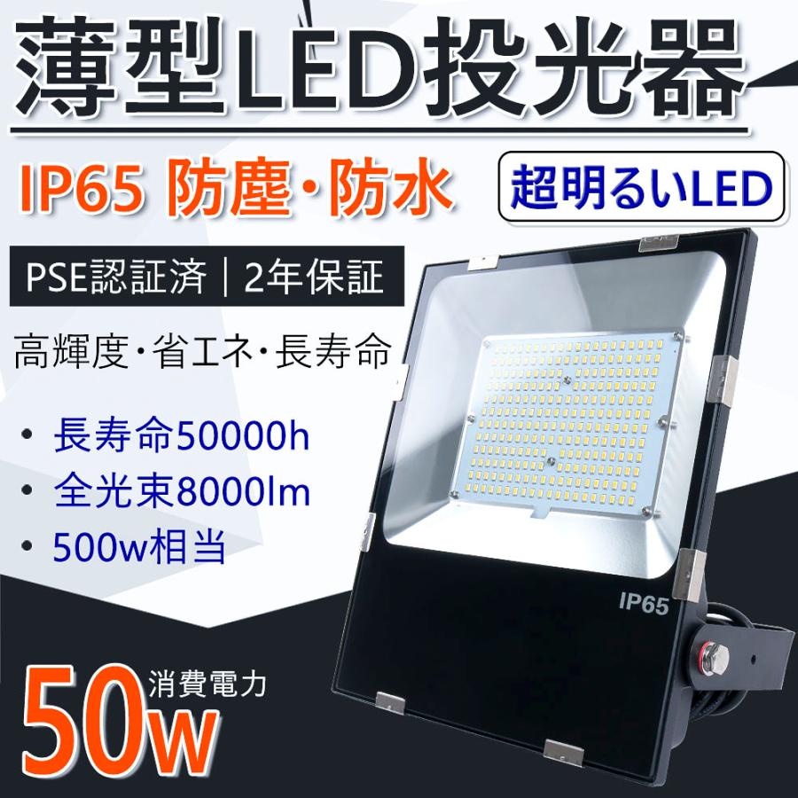 LED投光器 高天井用led照明 50W 500W相当 超高輝度8000lm 明るい