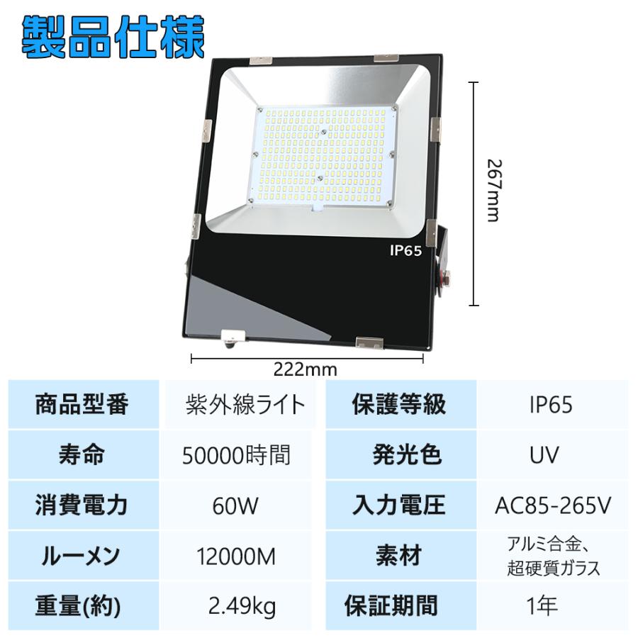 紫外線 uv led投光器 light ブラックライト60w ブラックライト 蛍光灯