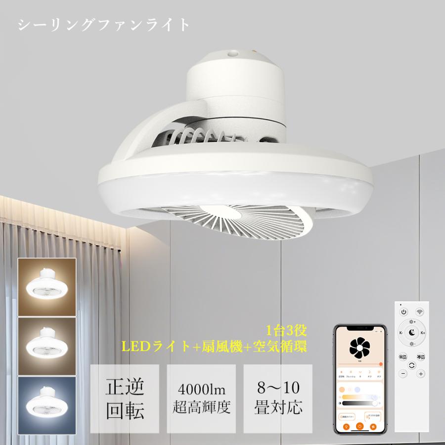 シーリングファンライト 首振り LEDシーリングライト ファン付き