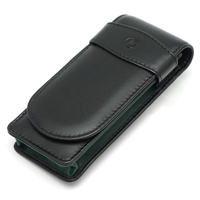 名入れ無料 Pelikan ペリカン TG-32N レザーケース 3本用 ブラック/グリーン Leather Cases ペンケース 3本差し_2