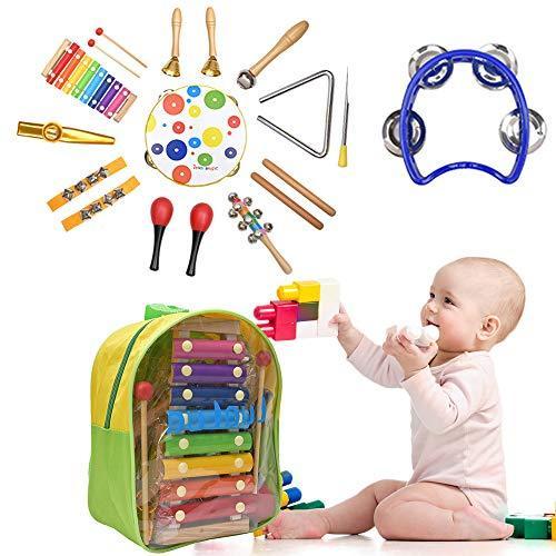 Steppiano 音楽おもちゃ 楽器おもちゃ 19点子供用 木製 打楽器セット パーカッションセット 音楽おもちゃ タンバリン カスタネット ピッコ サイズ交換ｏｋ
