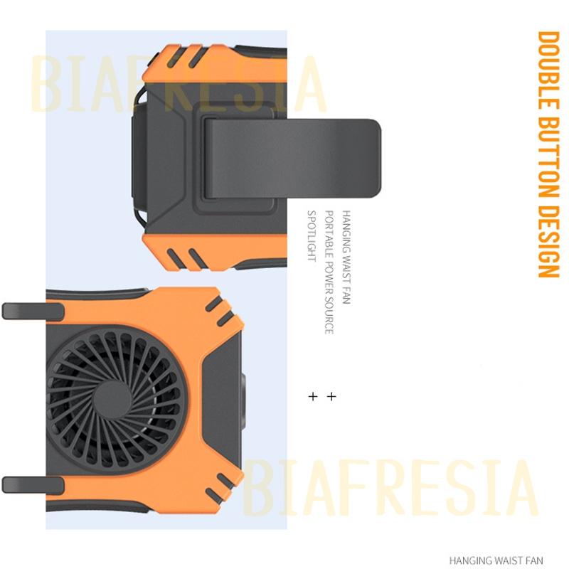 扇風機 腰掛け 羽なし 首掛け おしゃれ ベルトファン 強力 小型 静音 クリップ式 緊急救助灯付き USB充電式 工事現場 屋外 暑さ対策 持ち運び 釣り 旅行 登山｜biafresia｜03
