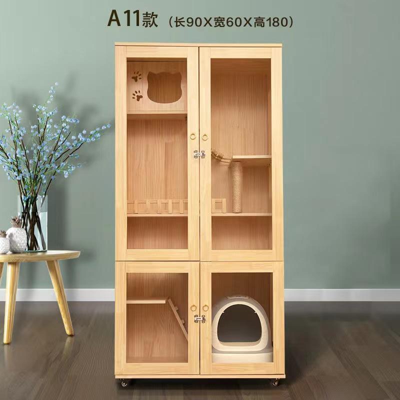 猫の別荘 ネコハウス 猫部屋 猫 ハウス、ベッド アパート ペット キャット別墅 通気 無臭 天然（全実木製） ハウス 通気