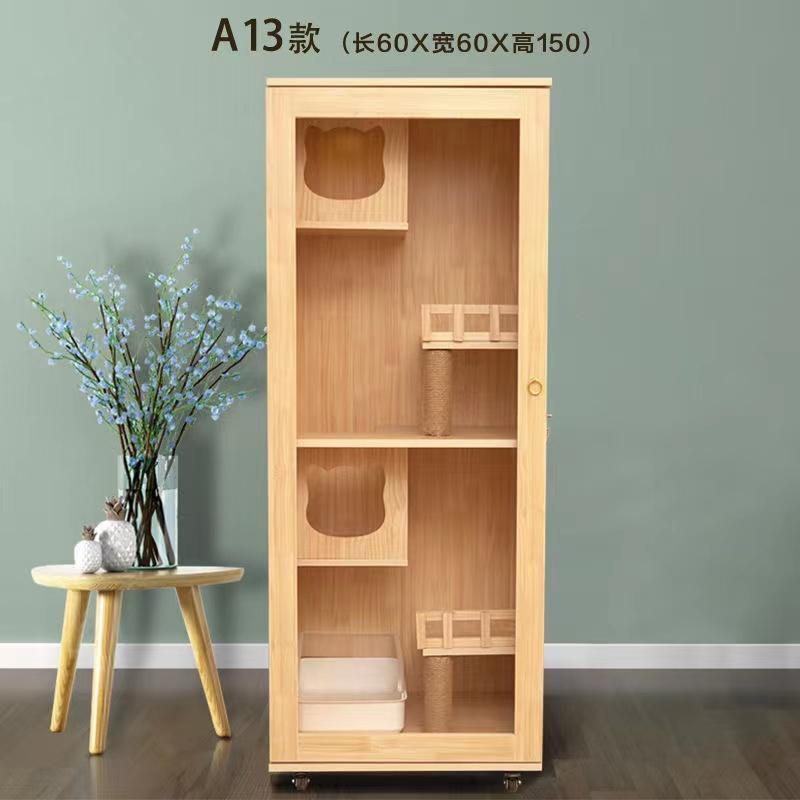 猫の別荘 ネコハウス 猫部屋 猫 ハウス、ベッド アパート ペット キャット別墅 通気 無臭 天然（全実木製） ハウス 通気