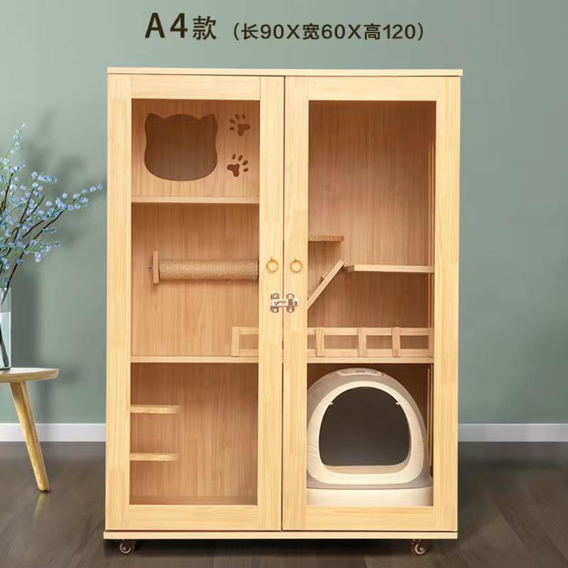 猫の別荘 ネコハウス 猫部屋 猫 ハウス、ベッド アパート ペット キャット別墅 通気 無臭 天然（全実木製） ハウス 通気