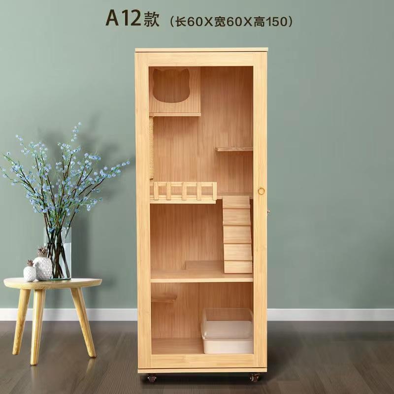 猫の別荘 ネコハウス 猫部屋 猫 ハウス、ベッド アパート ペット キャット別墅 通気 無臭 天然（全実木製） ハウス 通気