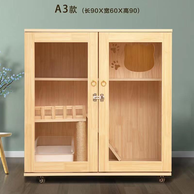 猫の別荘 ネコハウス 猫部屋 猫 ハウス、ベッド アパート ペット キャット別墅 通気 無臭 天然（全実木製） ハウス 通気