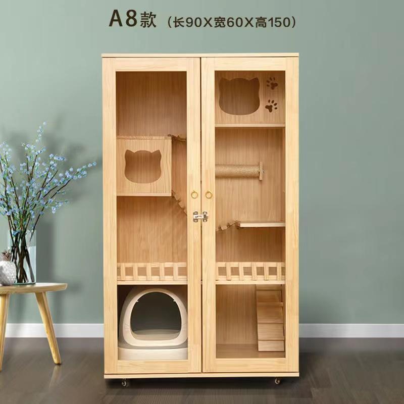 猫の別荘 ネコハウス 猫部屋 猫 ハウス、ベッド アパート ペット キャット別墅 通気 無臭 天然（全実木製） ハウス 通気